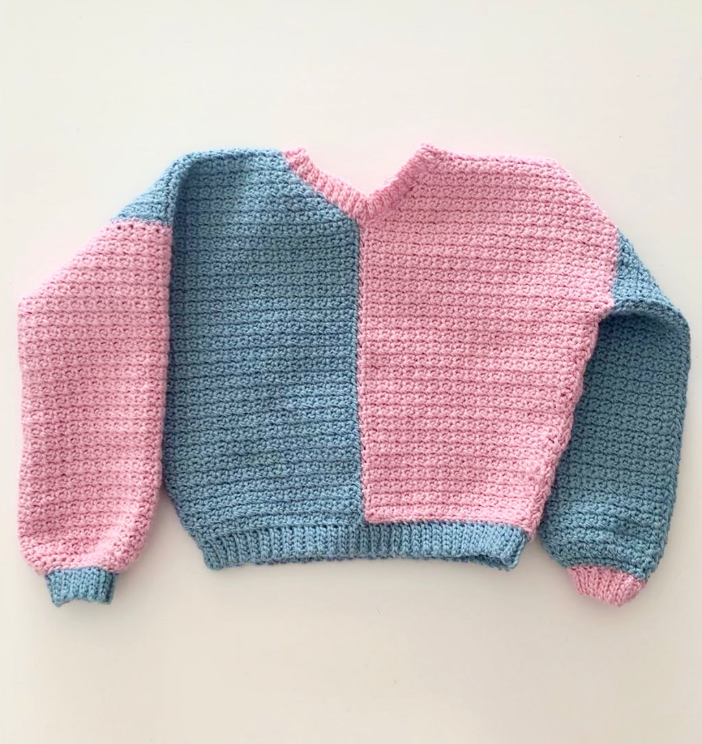 Kid Color Block Sweater Crochet Pattern