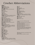 Crochet Pattern Abbreviations