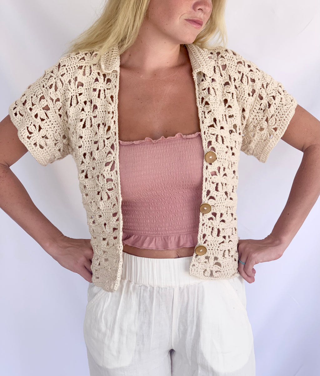 Floral Button Up Top Crochet Pattern