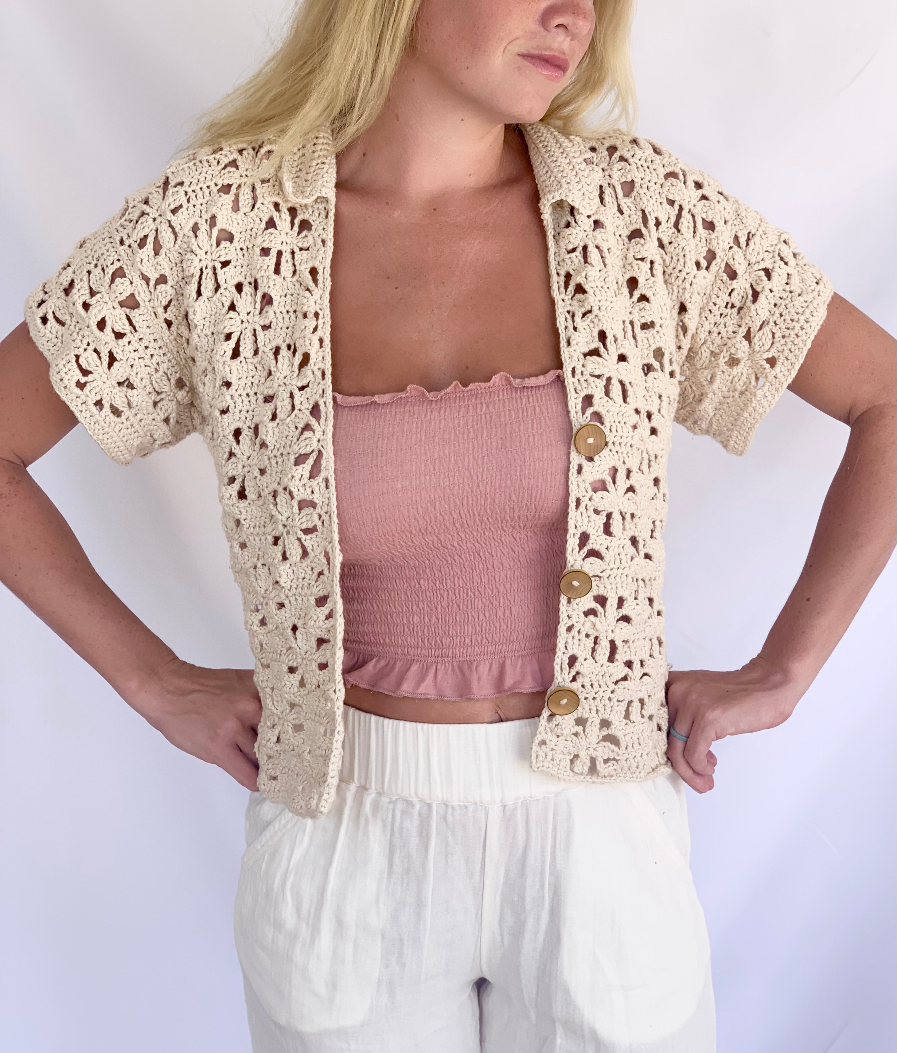 Floral Button Up Top Crochet Pattern