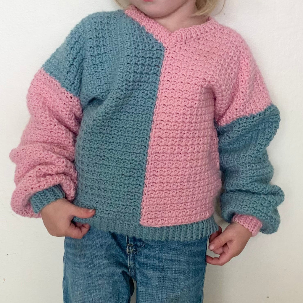 Kid Color Block Sweater Crochet Pattern