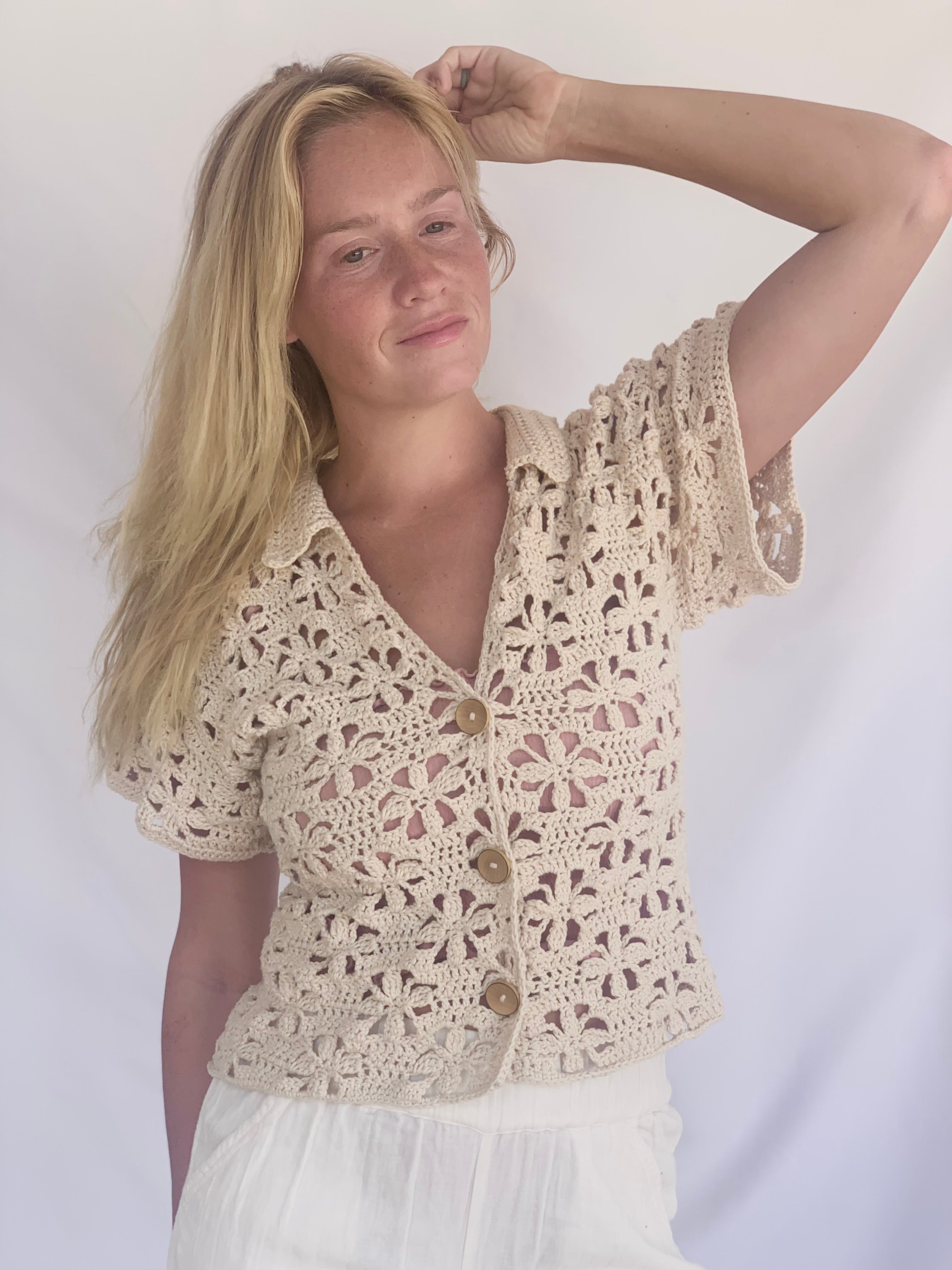 Floral Button Up Top Crochet Pattern