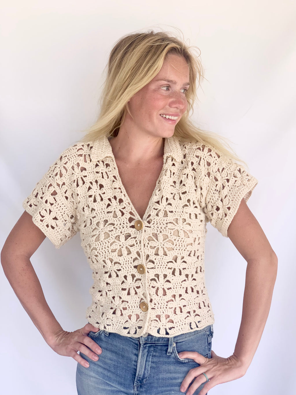 Floral Button Up Top Crochet Pattern